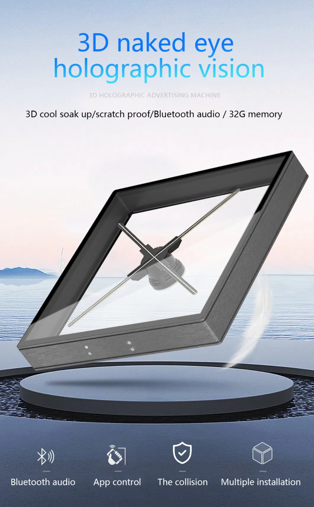3D Fan Hologram Projector Indoor Advertising Transparent Display Ad LED