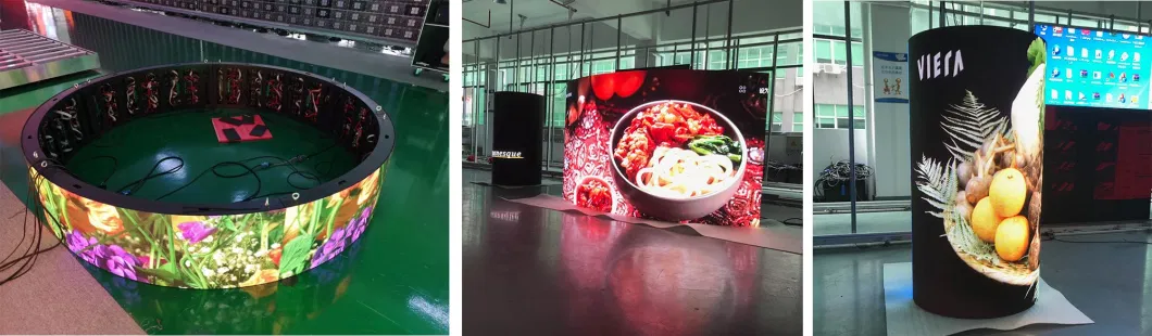 Indoor Creative Ultra Thin P2 P3 P2.5 P4 Soft Cylinder Flexible Smart Wave Curve LED Video Wall Sign Panel Screen Display