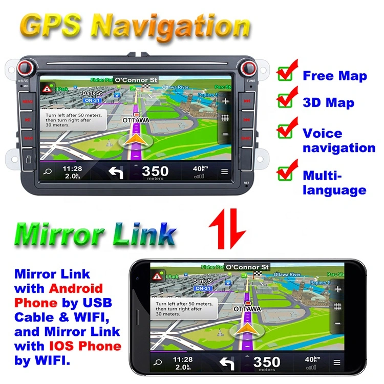 VW Android 2 DIN 1GB/2GB+16GB/32GB Car MP5 Multimedia Video Player GPS Car Radio Auto Radio Stereo 8 Inch Car Audio